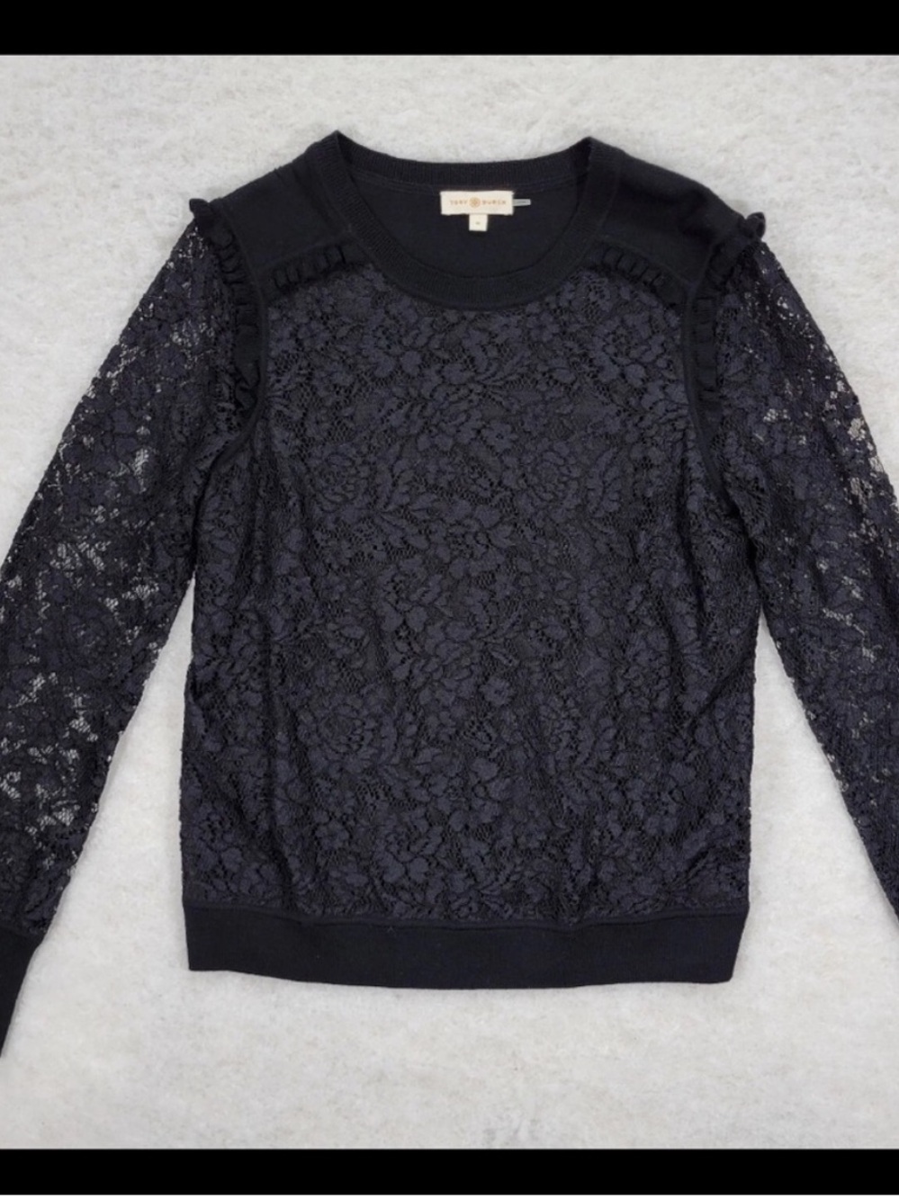 Tory Burch Dina lace overlay sweater. Size M. EUC.